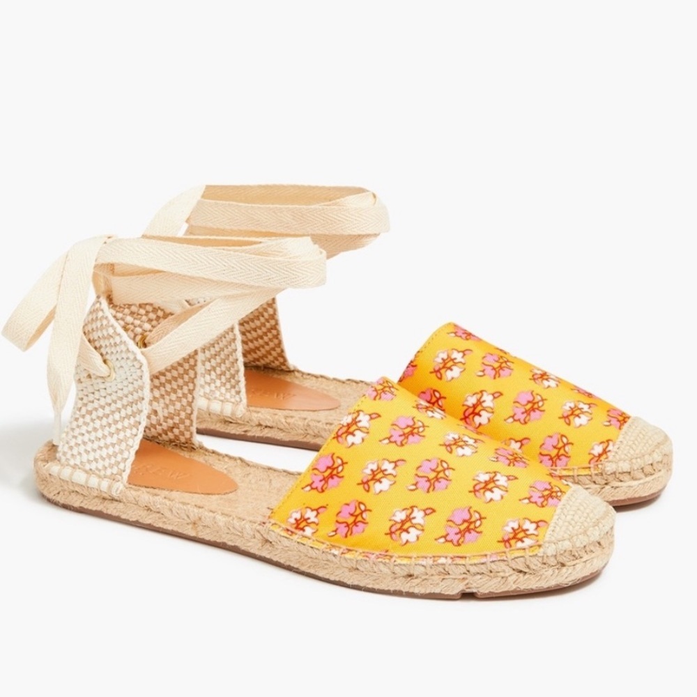J.CREW Printed canvas ankle-wrap espadrille sandals Item BH001 Size 8.5